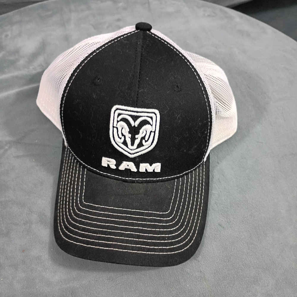 Dodge Ram Trucks Trucker Hat Black White Mesh Snapback Baseball Cap Logo 0574